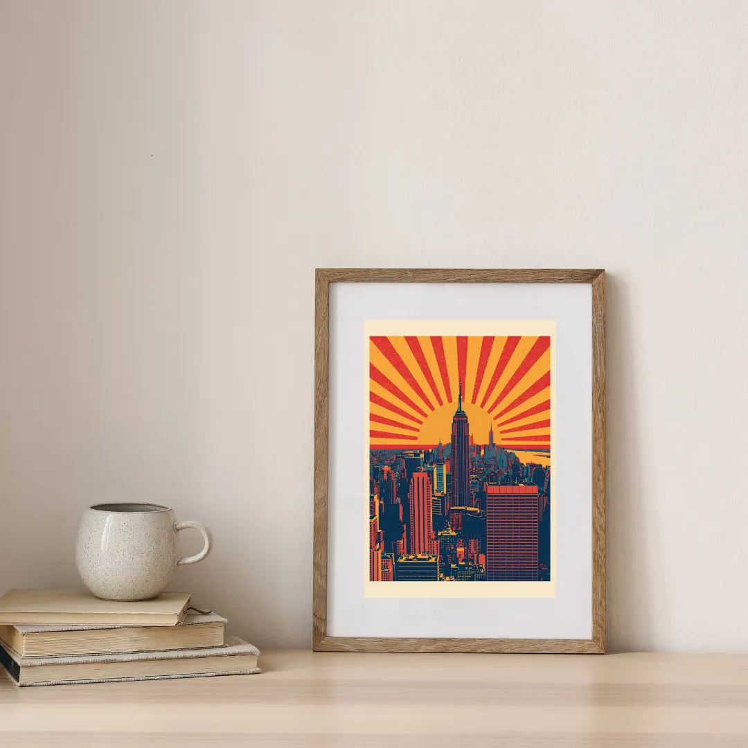 Manhattan Sunrise With Radiant Skyline — digital art print by Lurevi
