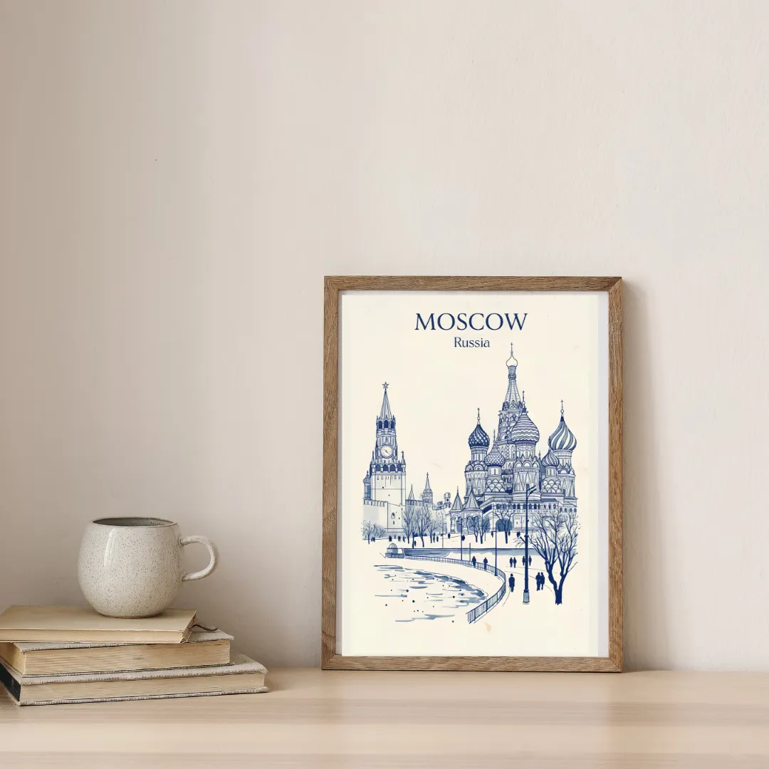 Moscow in Blue Lines — digital art print by Lurevi