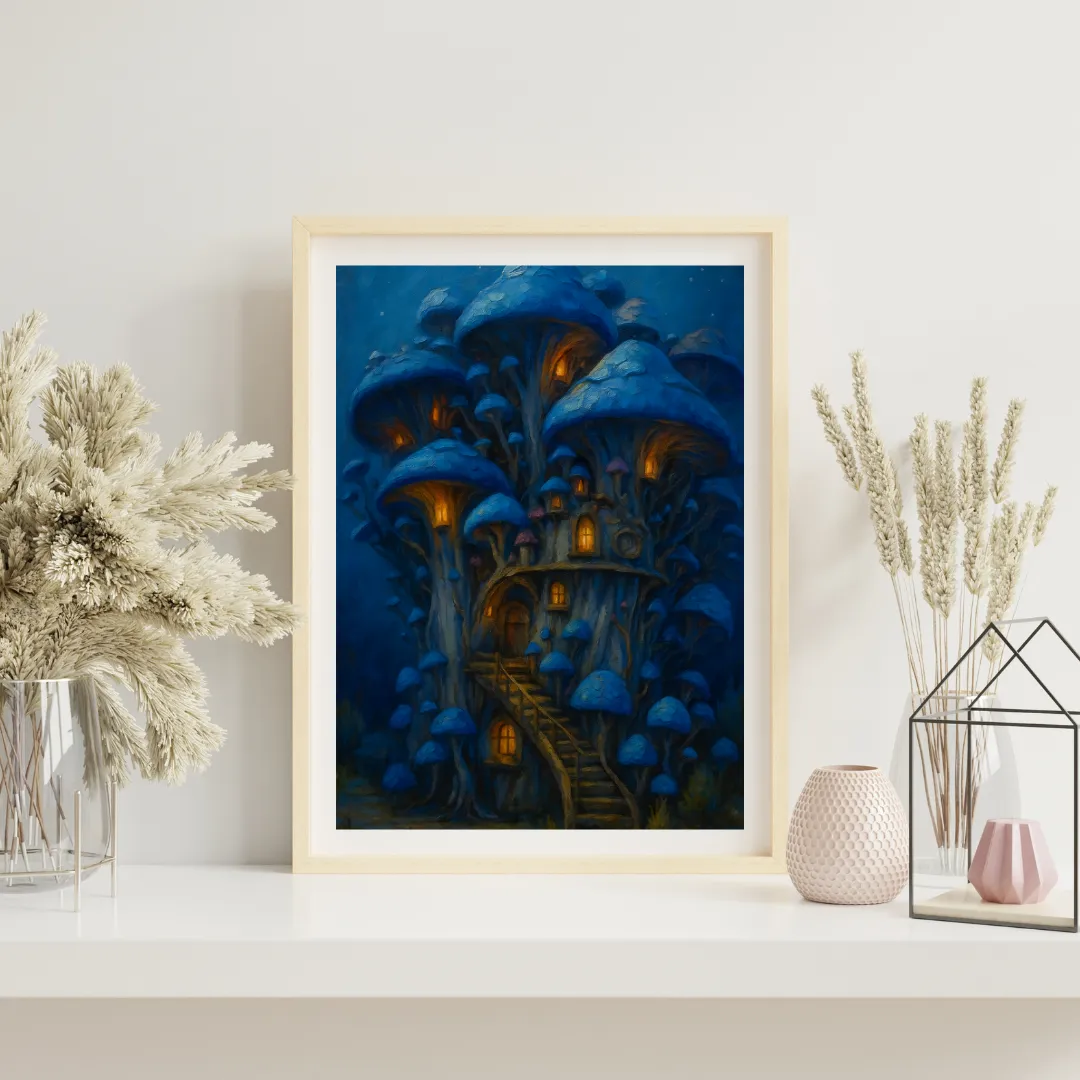 Midnight Mushroom Haven — digital art print by Lurevi