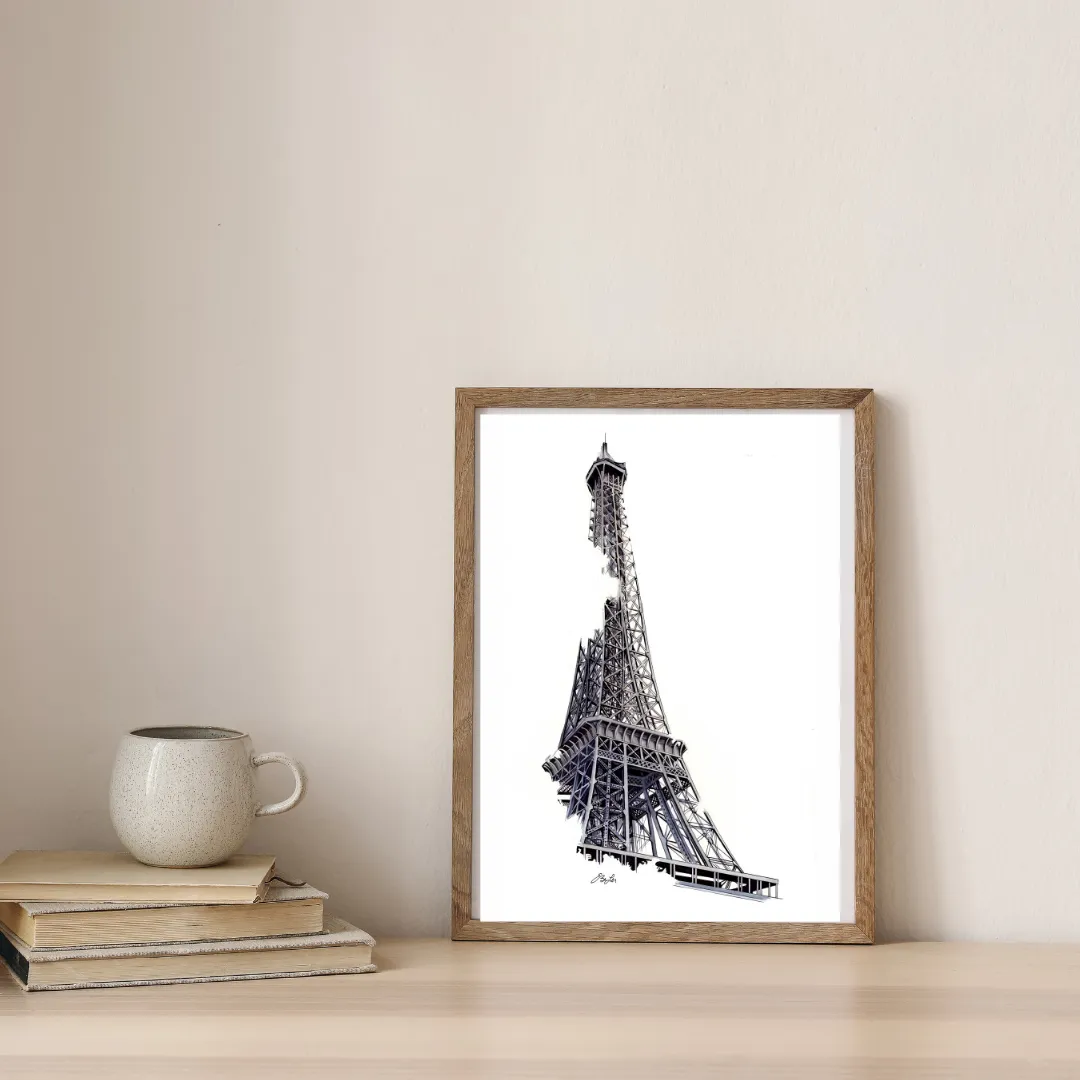 Eiffel in Monochrome Elegance — digital art print by Lurevi