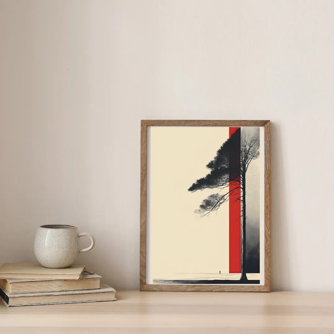 Red Line, Black Branches — digital art print by Lurevi
