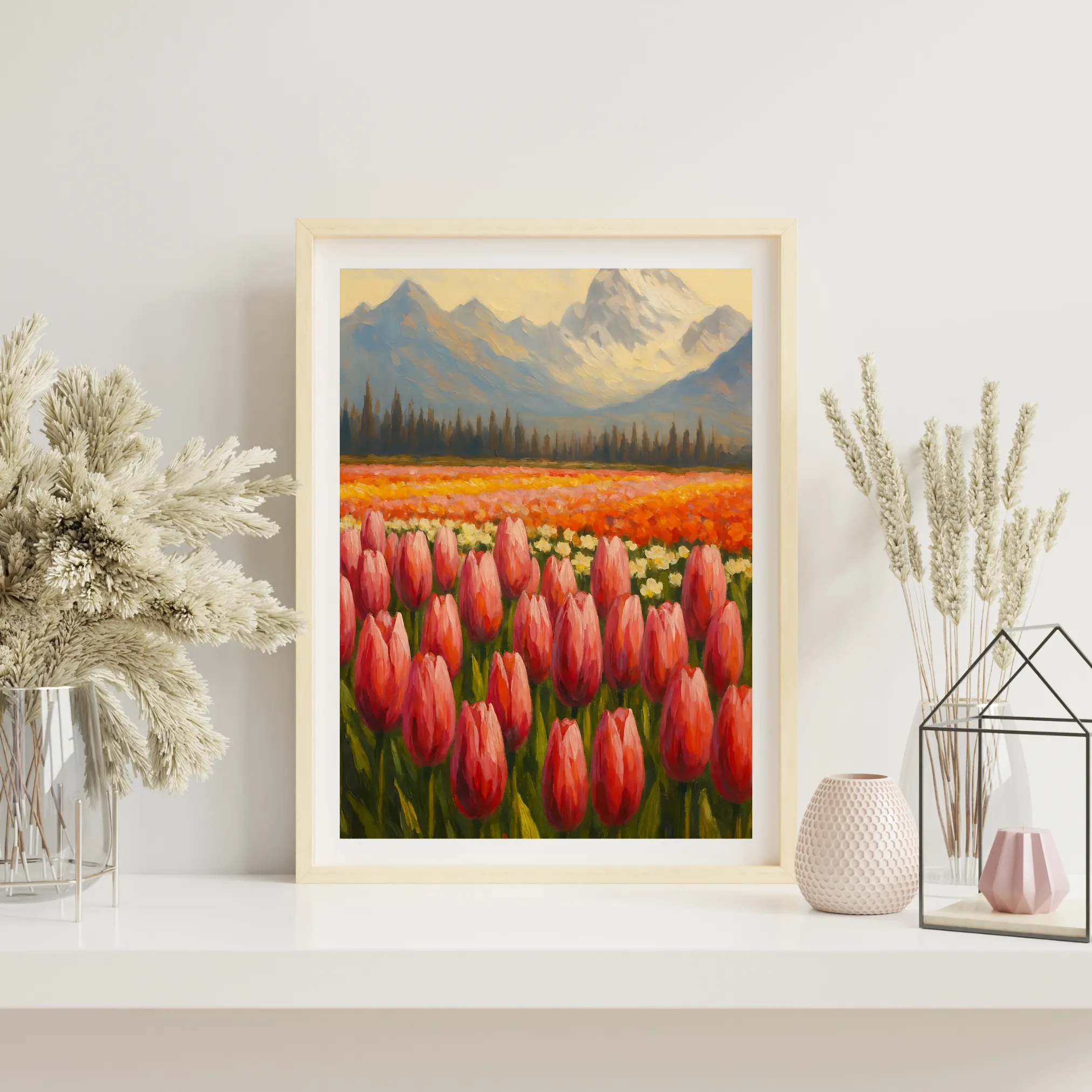 Blossoms Beneath Peaks — digital art print by Lurevi