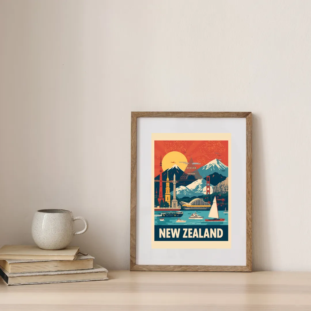 New Zealand Global Icons Fusion  — digital art print by Lurevi