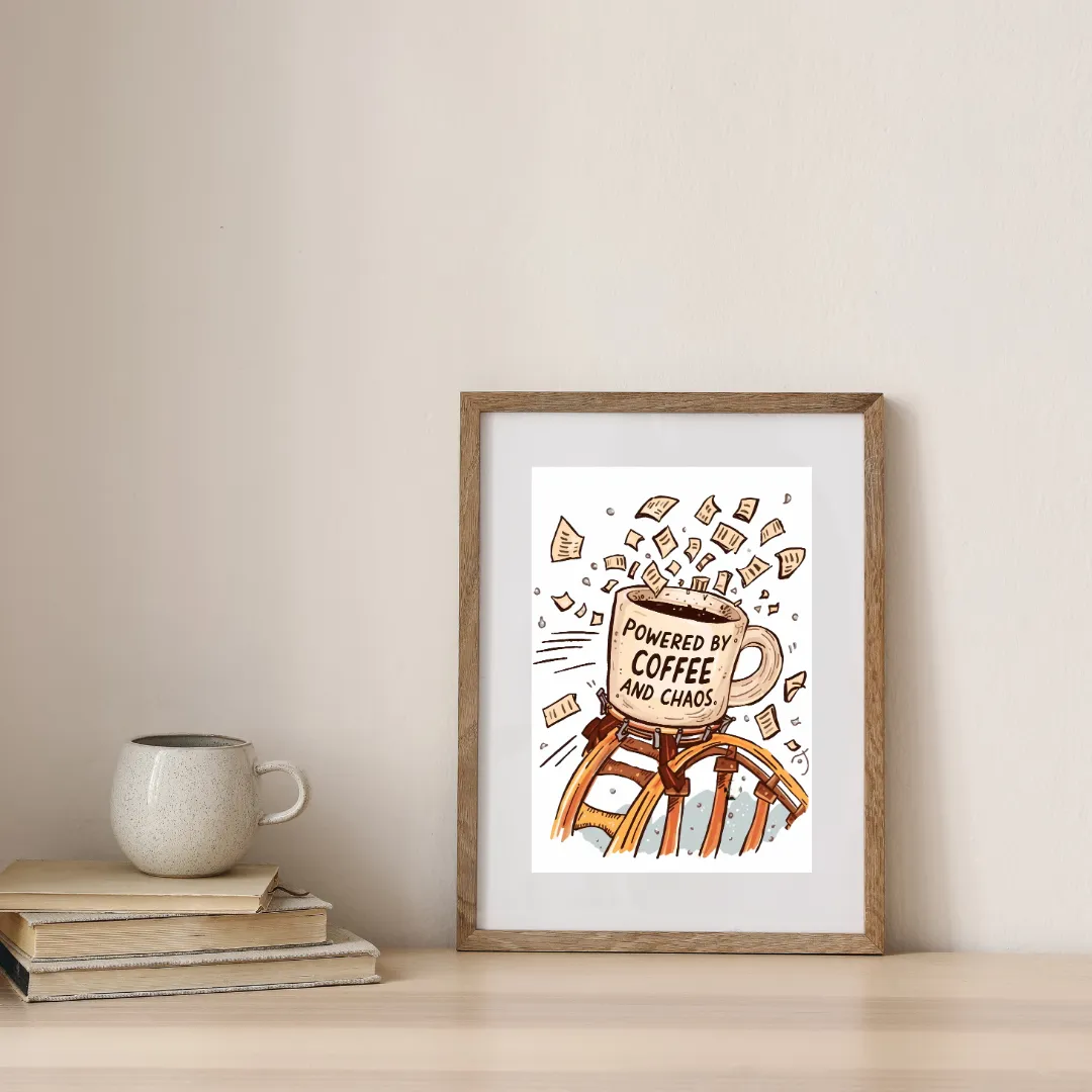 Coffee Chaos on Roller Coaster Ride — digital art print by Lurevi